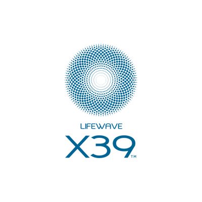 Logo of Lifewave X39 featuring a blue circular pattern above the text 'Lifewave X39' on a white background.